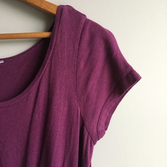 ⚪ Burgundy casual knit scoop neck mini dress with pockets - Picture 4 of 14